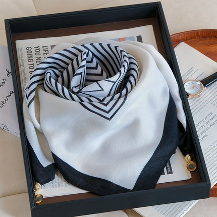 2024 New Cotton and Linen Square Scarf Autumn and Winter Neck Protection Small Scarf Women's Magnetic Buckle Triangle Scarf High-grade All-match Scarf