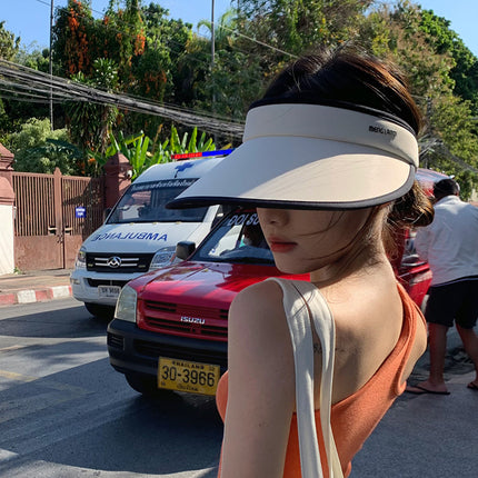 Women's Summer Trendy Korean Fashion Versatile Face-Slimming Visor Hat for Outdoor Commuting, Cycling, Sun Protection, and Sunshade