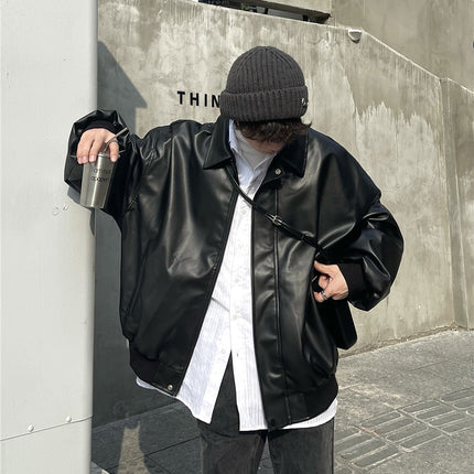 Men's Leather Jacket Autumn and Winter American Style Trendy Streetwear Stylish Jacket with Unique Design for Couples Biker Jacket