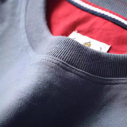 Simple trend 220 grams of technology sanding heavy industry wash cotton solid color round neck pullover base shirt lovers short sleeve