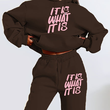 2024 Amazon Letter Print Casual Women's Sweatshirt Set Autumn Long Sleeve Hooded Sweatshirts Easiest for Match