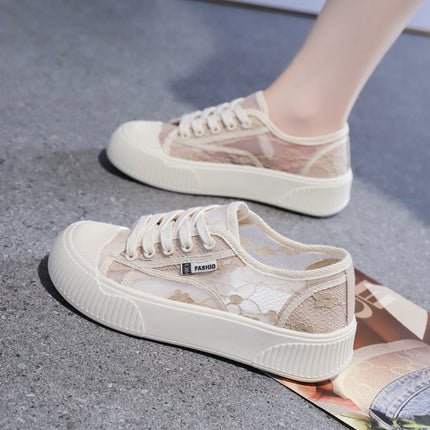 Summer breathable thin lace canvas shoes women's shoes 2023 new summer mesh shoes casual sports board shoes