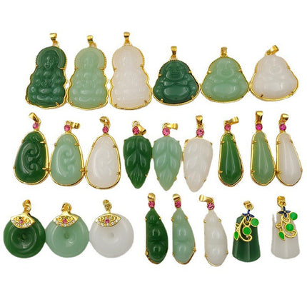 Ancient sand gold imitation jade gold-plated necklace jade brave Guanyin Buddha pendant live welfare drainage small gift supply