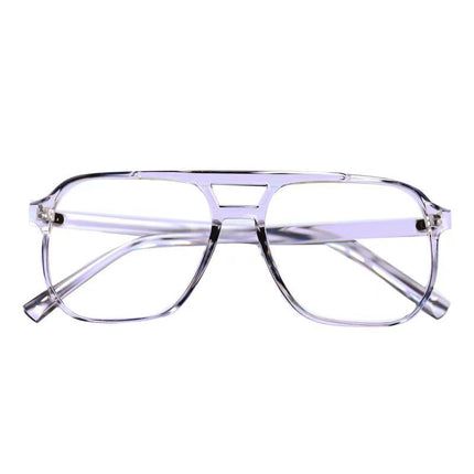 Fashion large frame double beam anti-blue light glasses frame 2024 new plain plain plain mirror women's college retro fashion glasses frame
