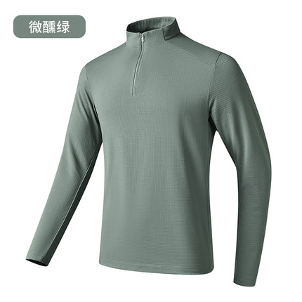 7A Antibacterial Half-Zip Stand-Up Collar Fleece-Lined Sweatshirt for Men and Women Far Infrared Heating Casual Sports Elastic Quick-Drying T-Shirt
