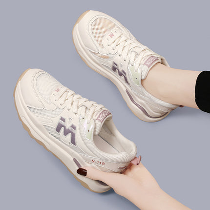 (Out-Of-Stock Items Cannot Be Replenished) Sports Shoes, White Sneakers, Dad Shoes for Women, 2024 New Summer Versatile Front-Tie Style