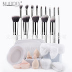 27-piece makeup brush set - 14 pieces in silver