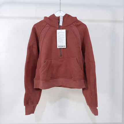 Winter Loose Women's Sports Sweater Camping Half Zip Hoodie fleece-lined Outdoor Running Warm Jacket Thickened