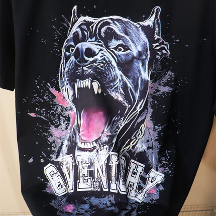 340 Jin Wear European New Digital Printing Dog Head Letter Fat Man Plus Fat Increase Fashion Fashion Brand American Short-sleeved T-shirt