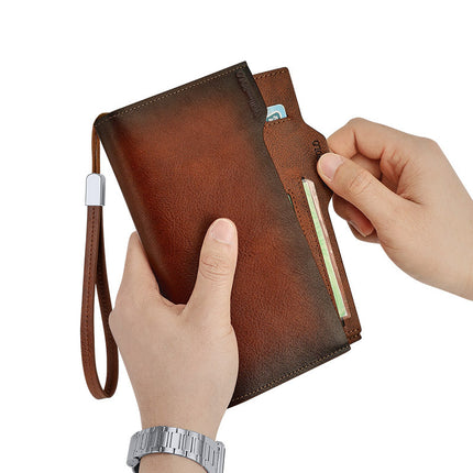 King Paul Wallet Men's Long Men's Wallet Anti-theft Brush Wallet Driver's License Bag Cowhide Large Capacity Wallet