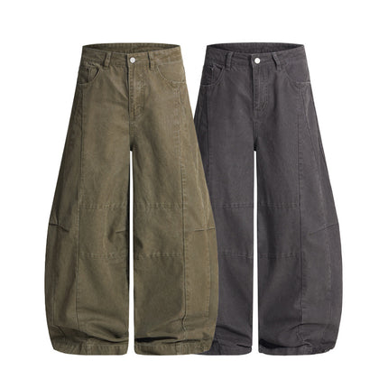 Jiamu American High Street Simple Splicing Baggy Neutral Versatile Draped Loose Wide-Leg Scimitar Casual Pants for Men and Women