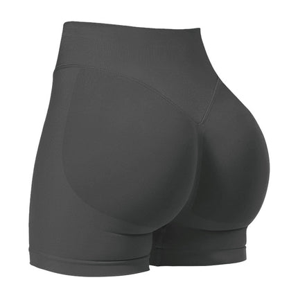Dfy High-Elastic Matte Nylon Three-Section Waist Pleated Butt-Lifting Seamless Low-Waist Three-Point Fitness Yoga Shorts