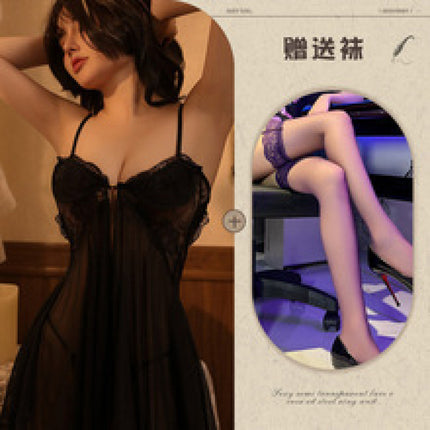 Koni Sexy Pajamas for Women Qqny Lace Edge Mesh Transparent Hot Temptation Pure Desire Suspender Backless One Piece Drop Shipping