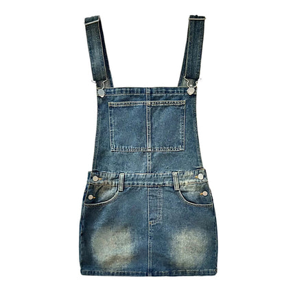 YC & American Retro Sweet Girl Strap Skirt A- line Skirt Slimming Joker dress Denim Skirt Spring and Summer