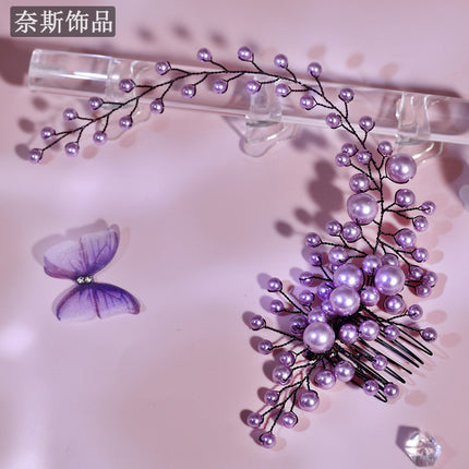 Nais Ns255 Bridal Wedding Pearl Hair Accessory Simple and Elegant Hair Comb Fashionable Long Hair Comb for Wedding Dress