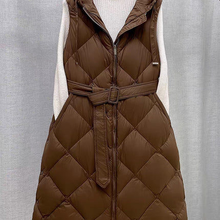 Good Quality Goods! Close Your Eyes and Enter~ Loose Slimming Look Stand-Up Collar Offset Printing Asymmetrical 90 White Duck down Vest for Women Winter