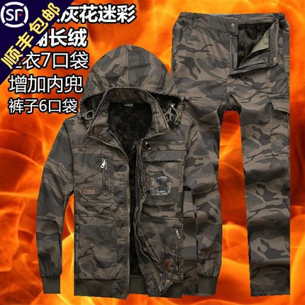Welding overalls suit men's autumn and winter wear-resistant camouflage clothing outdoor clothing machine repair labor protective clothing thickened workwear