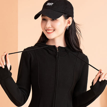 Graphene Hooded Short Jacket, Slim Fit, Versatile Double-Sided Fleece Sweatshirt, Cardigan, Heated Short Style for Autumn and Winter, Slim Fit