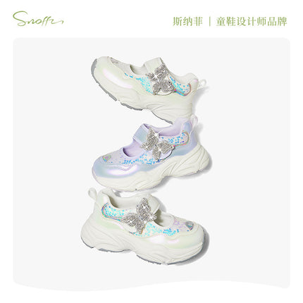 [Special Offer] Snafy Girls' Sneakers 2025 Spring and Autumn New Style Casual Lightweight Breathable Soft Sole Sparkling