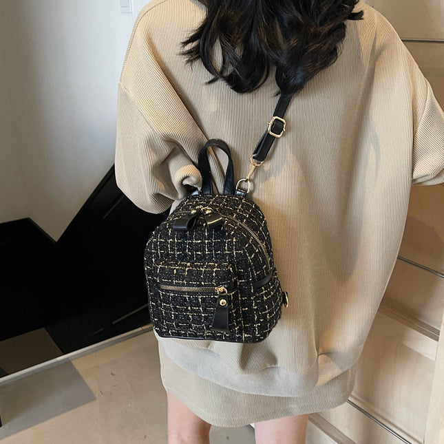 Mini Backpack Women's New Korean Style Fashionable Casual Multi-Purpose Ins Super Popular Woolen Small Backpack Travel Women's Bag Trendy