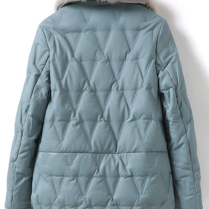 Genuine Leather Women's Coat with Mink Fur Collar, High-End Elegant White Duck down Sheepskin 2025 New Model Haining Leather down Jacket