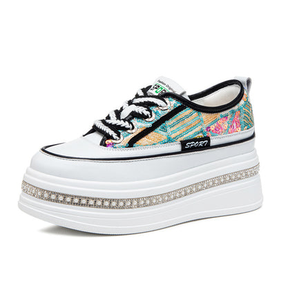 White Sneakers for Women 2026 Spring and Autumn New Style Platform Thick-Soled Trendy Popular Sequin Sports Casual Shoes