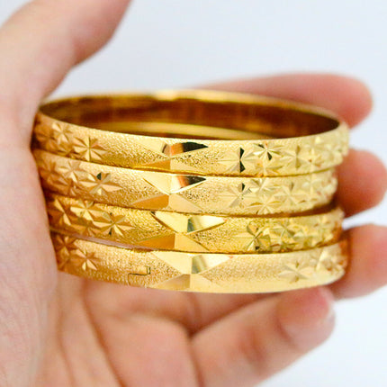 Wholesale cross-border Xiyin TEMU men's and women's 8mm Vietnam sand gold buckle open car flower bracelet vacuum plating color retention