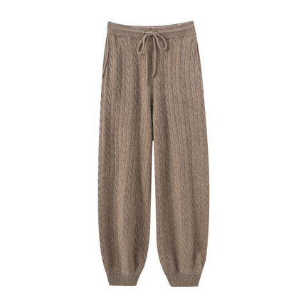 Autumn and Winter Versatile Cashmere Women's Fashion Casual New Simple Urban Cable Cashmere Pants Sweatpants Retro Style