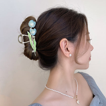 Japanese and Korean Alloy Grabber Streamers Double-Ended Twist Tulip Hairpin Girl Heart Flower Edge Clip Popular Head Accessories
