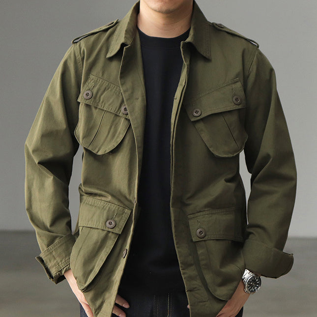 Ami Kaji World War II Jungle Jacket Men's Spring and Autumn American Vintage Army Green Multi-Pocket Work Jacket Men's