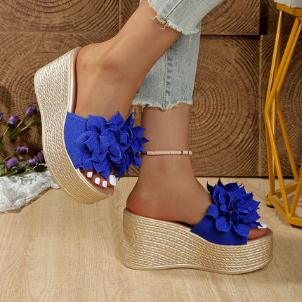 Wedge Women's Sandals for Women 2025 Summer New Export Flower Sponge Cake Thick-Soled Fish Mouth Outer Slippers for Women