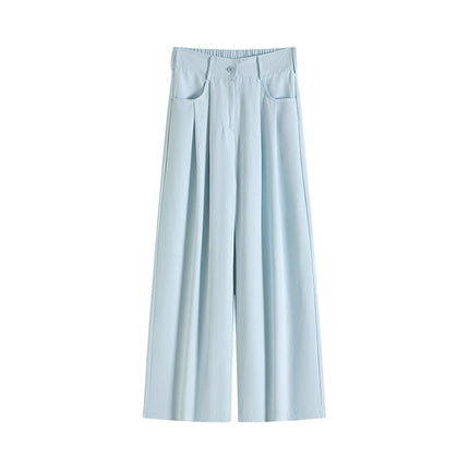 Cool Summer Thin Drapey Ice-Cold Suit Wide-Leg Pants for Women Straight Loose Floor-Length Pants Yamamoto Pants