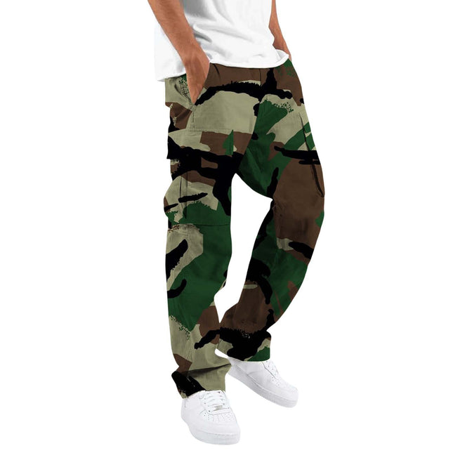 2024 New Men's Camouflage Overalls New Personalized Outdoor Sports Pants Drawstring Pocket Overalls Casual Pants