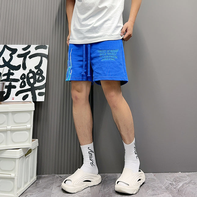 US Flame Sports Shorts Summer New Arrival Cloth Embroidered Loose Straight Shorts Basketball Pants for Men and Women