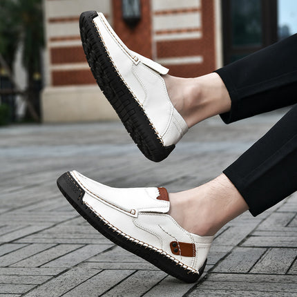 Spring and Autumn New Cross-Border Doudou Shoes Men's Oversized Loafers Foreign Trade Hand-Sewn Business Casual Shoes