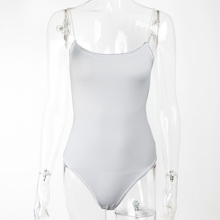 European and American Fashion Women's 2023 Summer Cross-border New Diamond Chain Sexy Strap Bodysuit