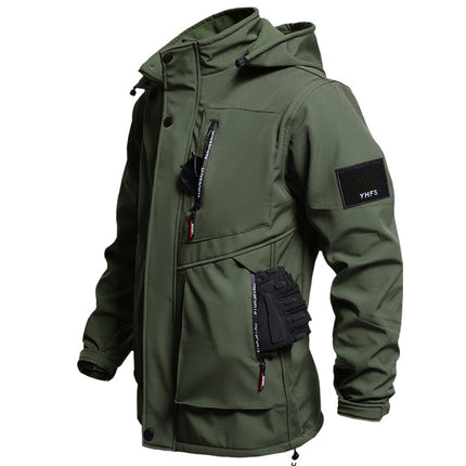 Autumn and Winter fleece-lined Waterproof Charge Clothes suit Soft Shell Mountaineering Warm Mountaineering Clothes Outdoor Labor Protection Dirty Resistant Work Clothes