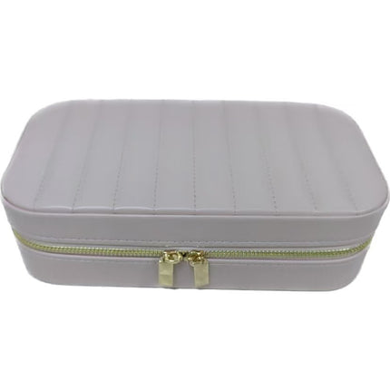 Striped Metal Zipper Jewelry Box with Mirror Jewelry Ring Necklace Storage Box Multifunctional Portable Jewelry Box