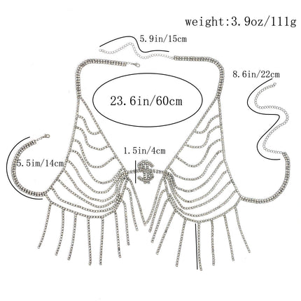 Cross-border Europe and the United States hot dollar tassel chest chain nightclub sexy trend rhinestone body chain women