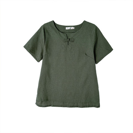 Real Shot of In-Stock Linen Buddhist-Style Women's Plain Clothing, Zen Attire, Tea Attire, Summer Tea Ceremony Clothing, High-End Improved Tang Suit
