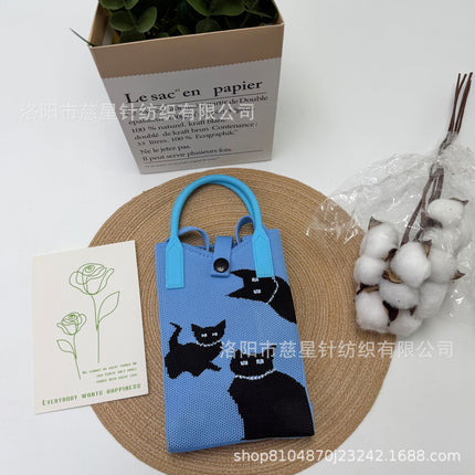 Girl's Heart-Shaped Knitted Crossbody Bag