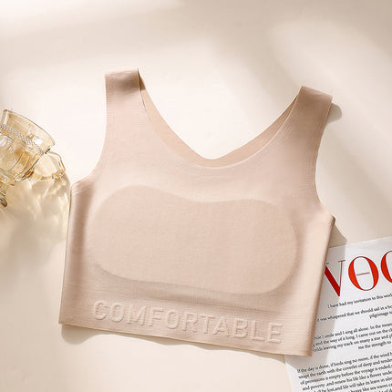 Summer Thin Corset Invisible Seamless Large Size Intimates Big Breasts Appear Smaller Without Rims Push-Up Sports Vest Bra