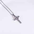 Steel color titanium steel with ring cross [titanium steel chain 60CM]]
