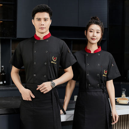 2024 Chef Clothes Short Sleeve Men's Restaurant Hotel Summer Work Clothes Catering Baking Tea House Rear Kitchen Work Clothes Long Sleeve