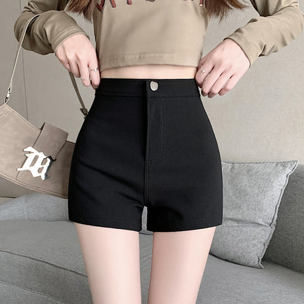 2024 New Hot Girl A- shaped Hot Pants High Waist Hip Casual Pants Women's Black Shorts Summer Slimming Straight Pants