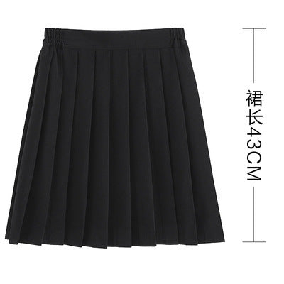 Spring 2024 women's basic jk uniform skirt a-line elastic waist navy blue pleated skirt college style