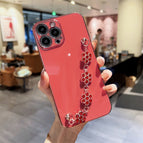 iphone  12PROMAX / Electroplated rhinestone bracelet (Camellia red)
