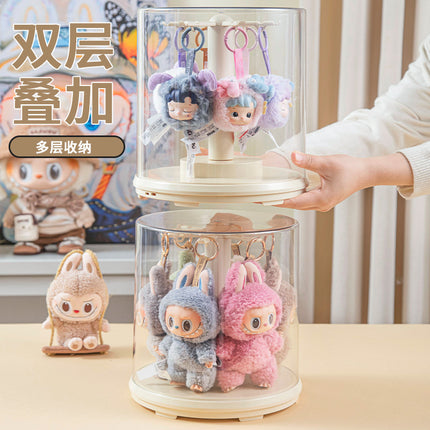 Rab cloth pendant display box transparent rotating labubu plush toy doll hand-made blind box storage display rack