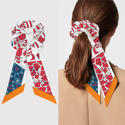 Korean style spring foreign trade new twill silk women's all-match decorative ponytail hair tie hair band girl hair tie hair accessories