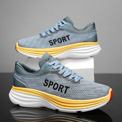 Breathable Low-top Sneakers Men's 2023 Summer New Arrival Lightweight Thick-soled Wear-resistant Casual Shoes All-match Trendy Running Shoes